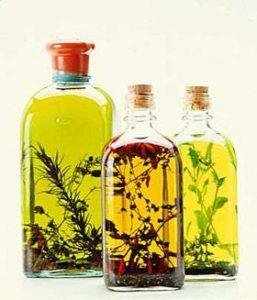 herbs infusing in oil